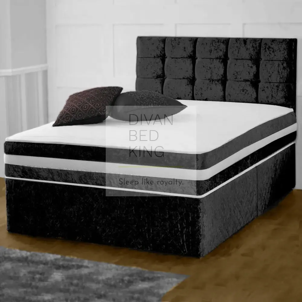 DivanBedKing.co.uk Crushed Velvet Divan Set   Matching Headboard and Memory Foam Mattress