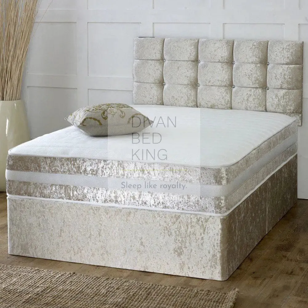 DivanBedKing.co.uk Crushed Velvet Divan Set   Matching Headboard and Memory Foam Mattress