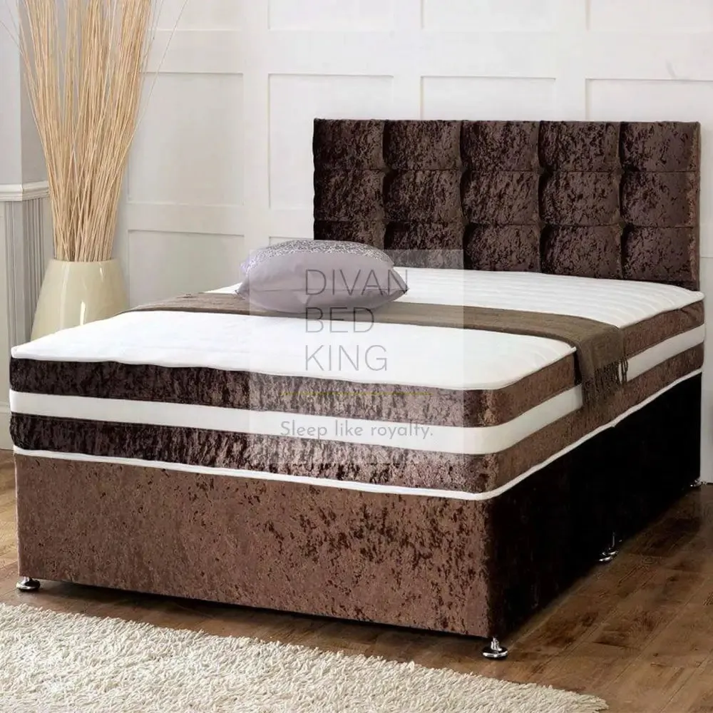 DivanBedKing.co.uk Crushed Velvet Divan Set   Matching Headboard and Memory Foam Mattress