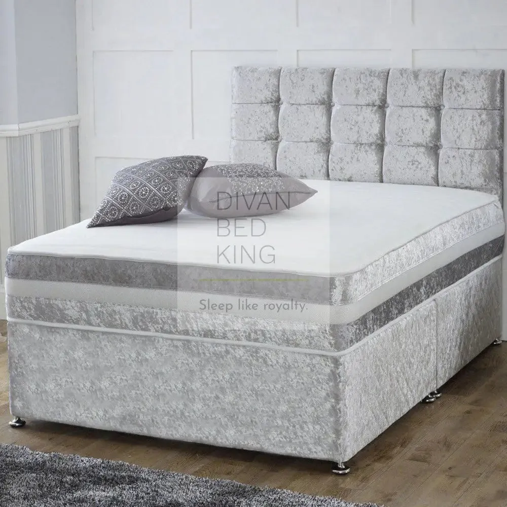 DivanBedKing.co.uk Crushed Velvet Divan Set   Matching Headboard and Memory Foam Mattress