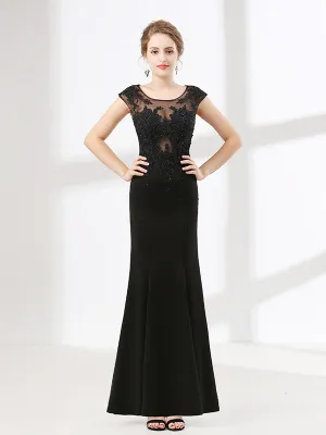 Elegant Black Lace Formal Evening Dress