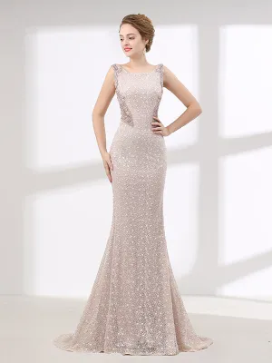 Elegant Long Formal Prom Evening Dress wtih Beautiful Back Design