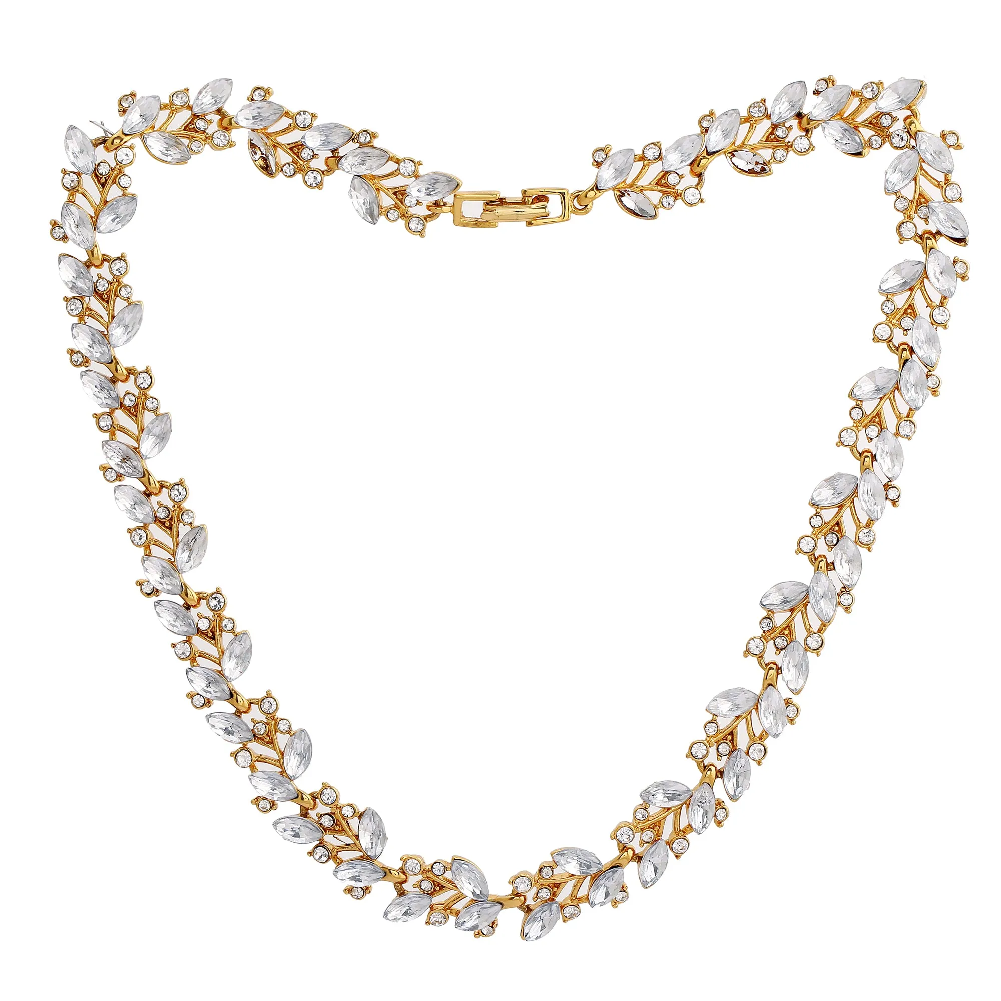 Estele - Stylish Gold plated Twinkling leaves Necklace