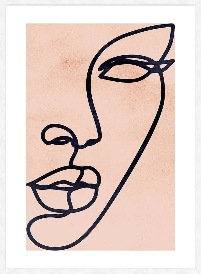 Face Study Line Art Watercolour Print