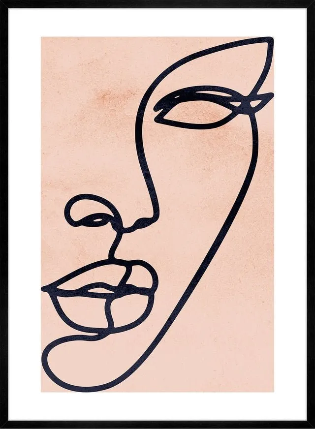 Face Study Line Art Watercolour Print