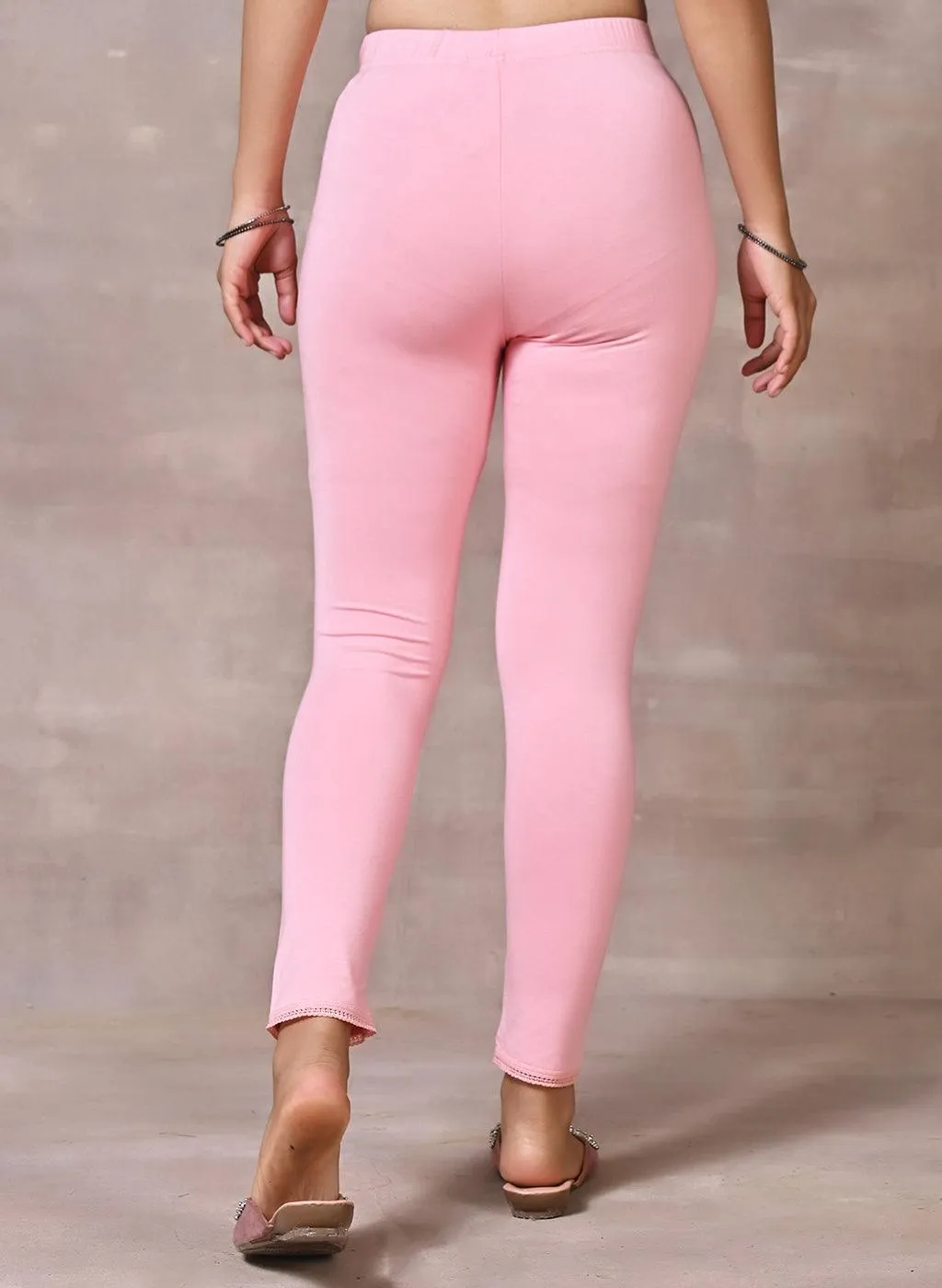 Farah Pink Viscose Lycra Leggings for Women