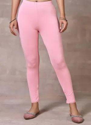 Farah Pink Viscose Lycra Leggings for Women