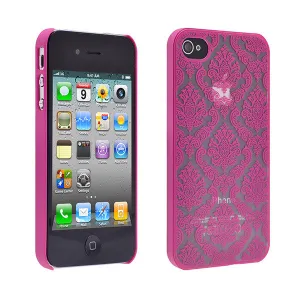 For Apple iPhone 4 Case, Ultra Slim Damask Vintage Case Cover - Hot Pink