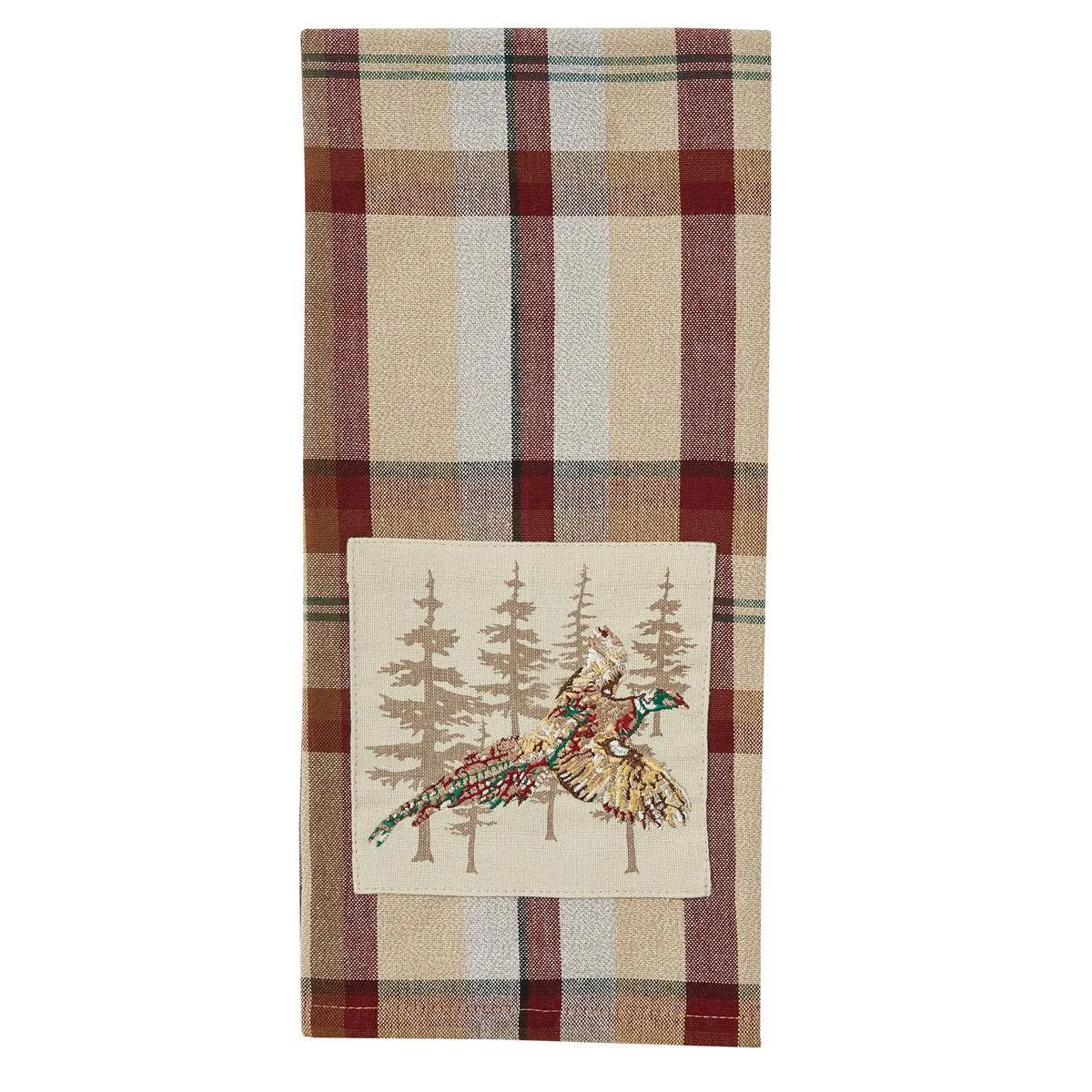 Gamekeeper Plaid Pheasant Embroidered Dishtowel - Set of 2 Park Designs