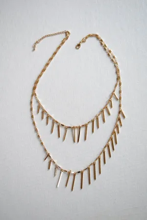 Gold Bar Fringe Necklace