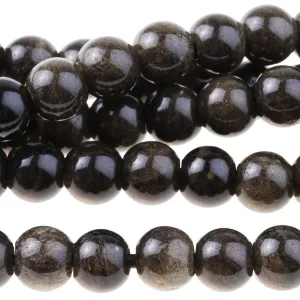 Golden Obsidian 8mm Large Hole Round - 8-Inch