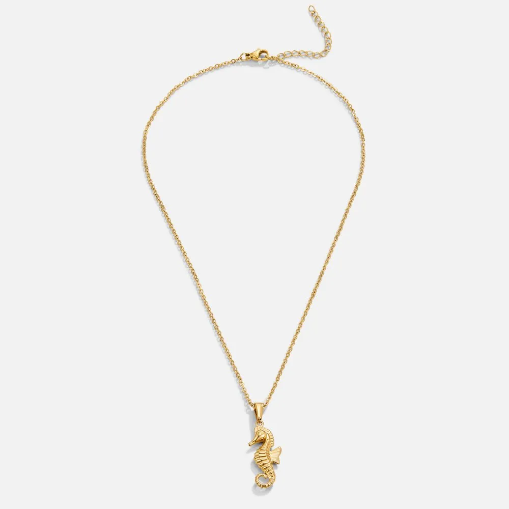 Golden Seahorse Pendant Necklace