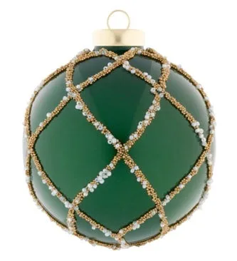 Green Beaded Round Ornament