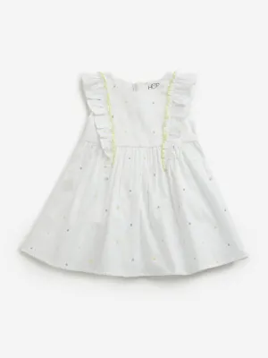 HOP Baby White Ruffle Detailed A-line Dress