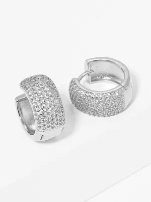 Huggie Hoop CZ Silver Earrings