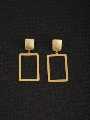 jewelry - berserk - Gold Plated Minimal Rectangular Danglers