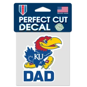 KANSAS JAYHAWKS DAD PERFECT CUT COLOR DECAL 4" X 4"