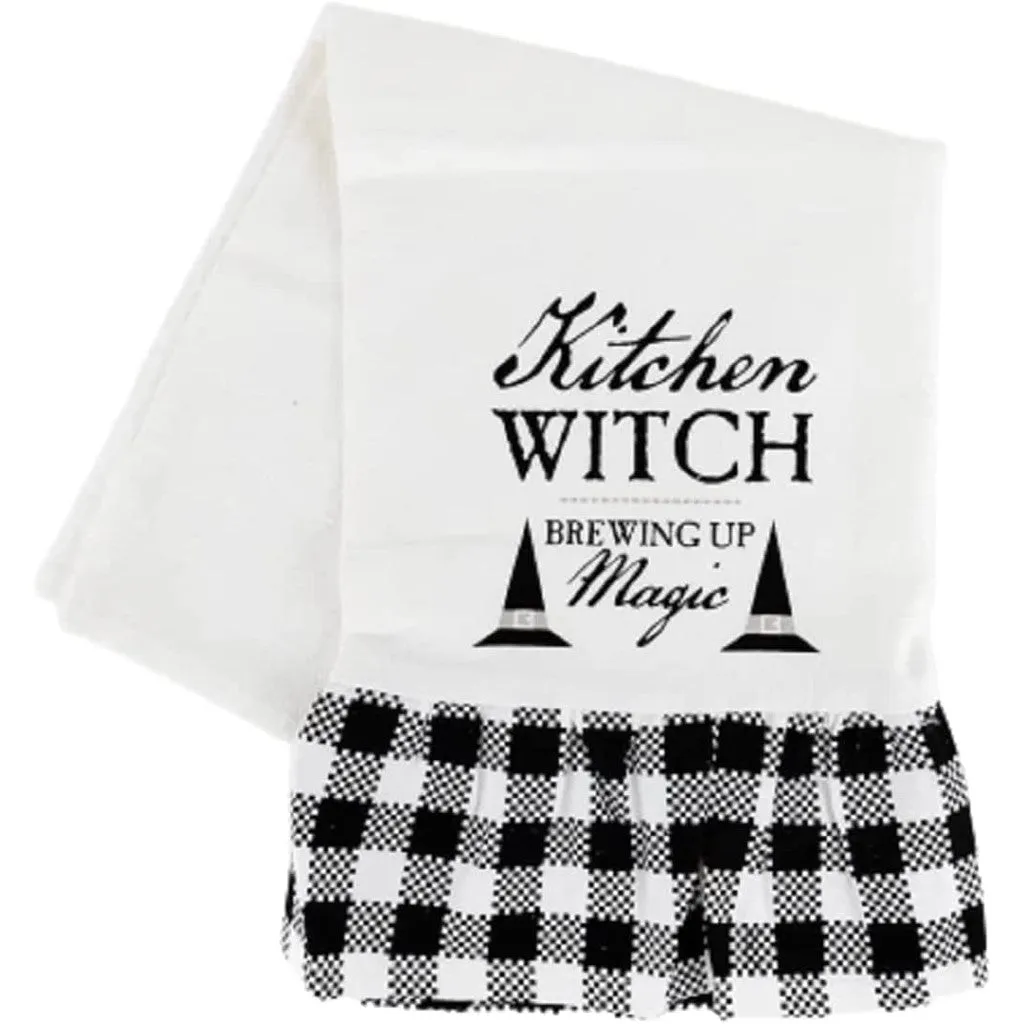 Kitchen Witch, Brewing Up Magic Flour Sack Dish Towel