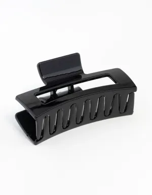 Large Shiny Black Plastic Coated Claw Clip