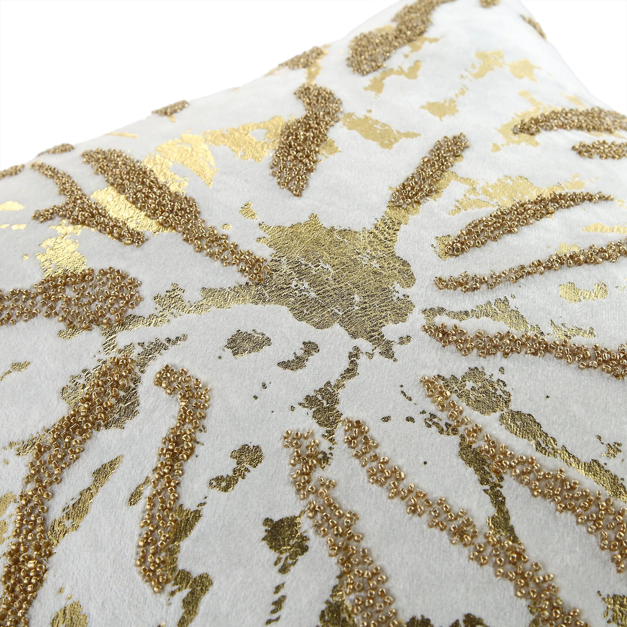 Luxe Collection Starburst Gold Foil Hand Beaded Velvet Cushion