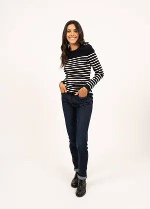 Marée authentic striped sailor jumper - slim fit, in wool (NAVY/ECUME)