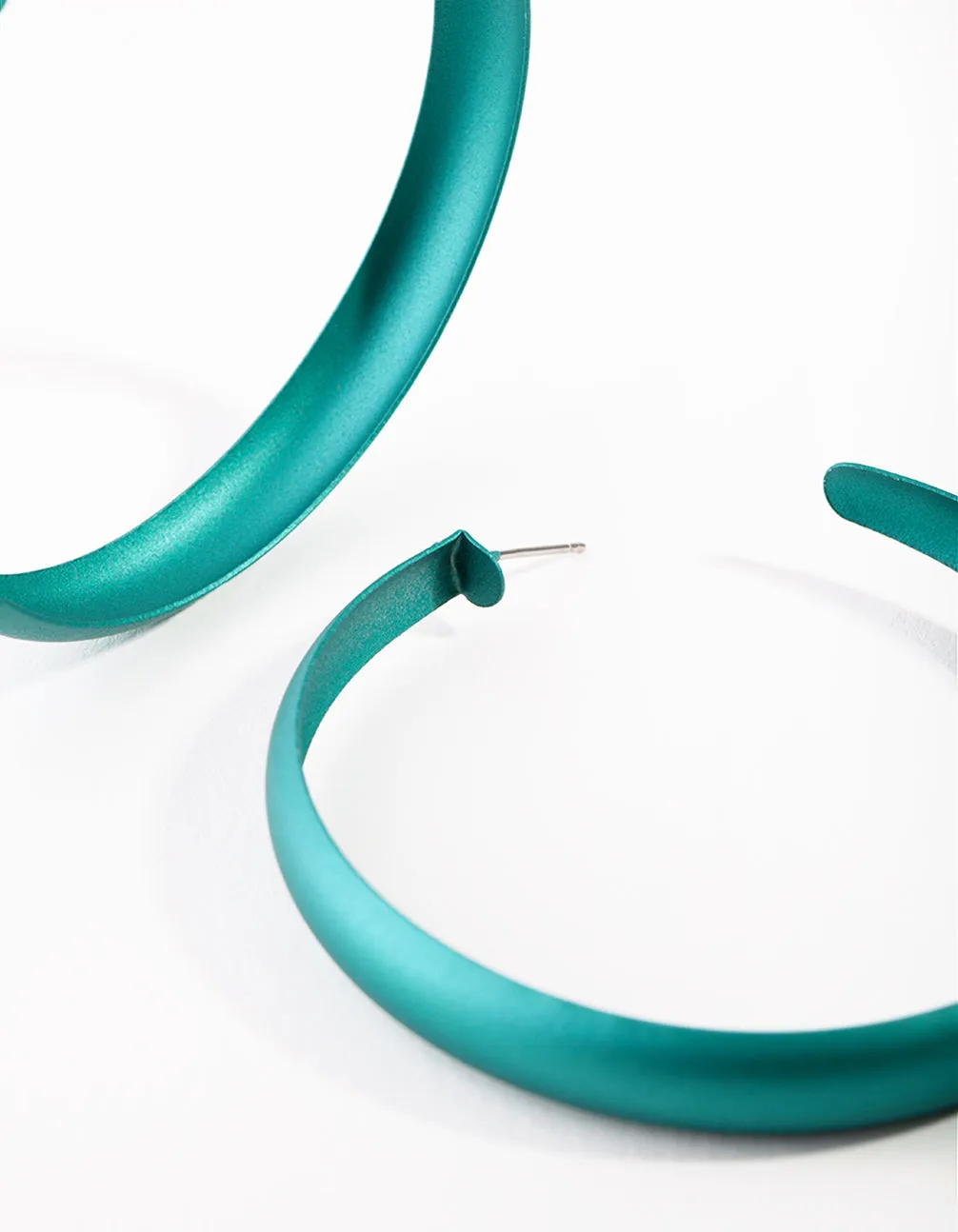 Matte Teal 60mm Hoop Earrings