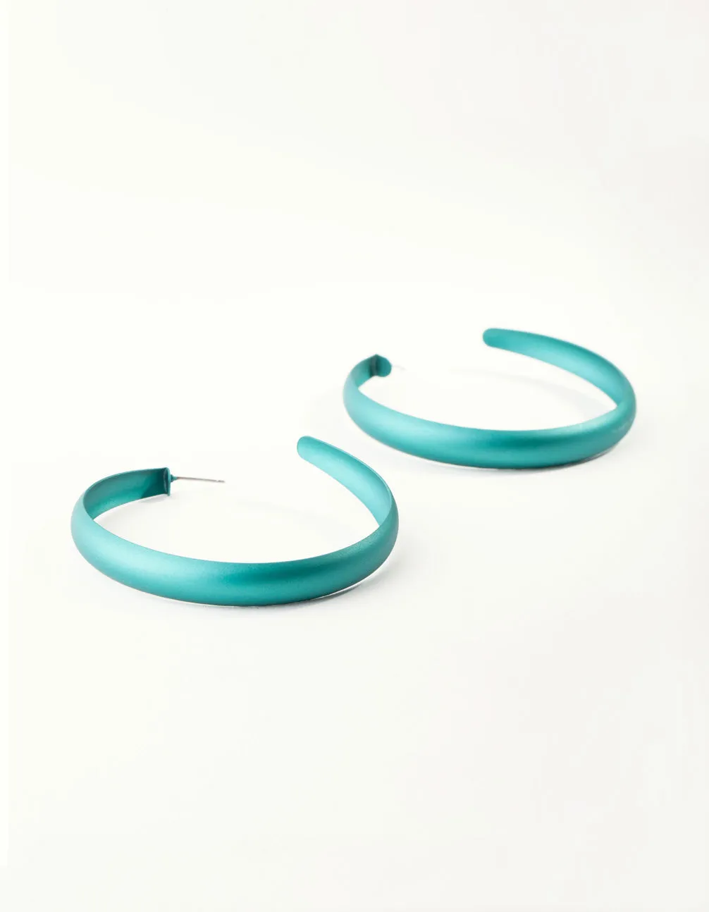 Matte Teal 60mm Hoop Earrings