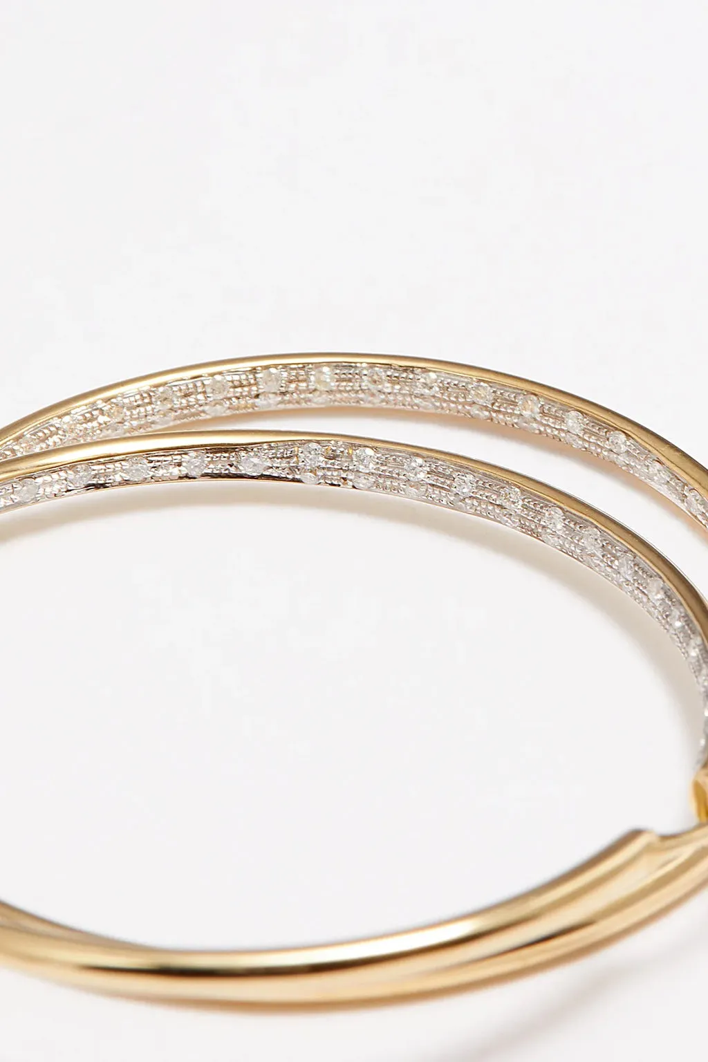 MEDIUM PAIR OF YELLOW GOLD AND DIAMOND HOOP EARRINGS