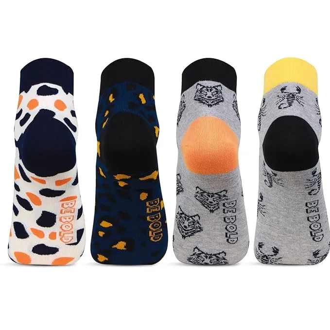 Men's Ankle Length Bold Print Fashion Socks -Pack Of 4