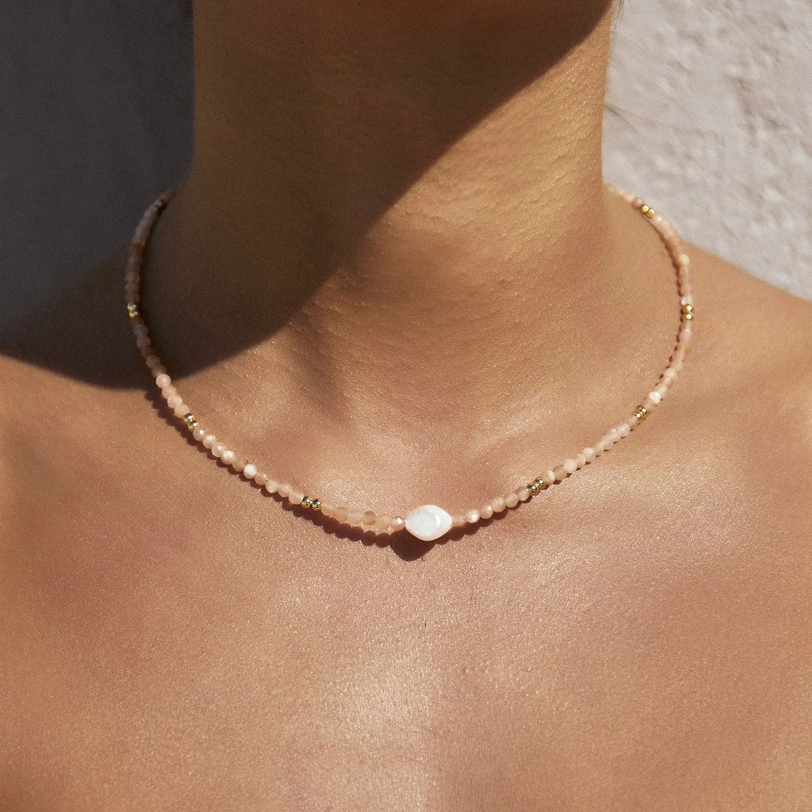 Mila Gemstone and Pearl Choker