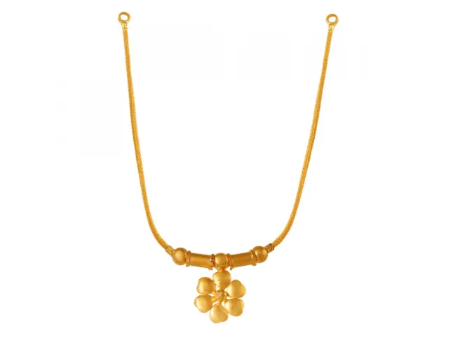 Minimal Style 22k Gold Jewellery Set With Charming Flower Design