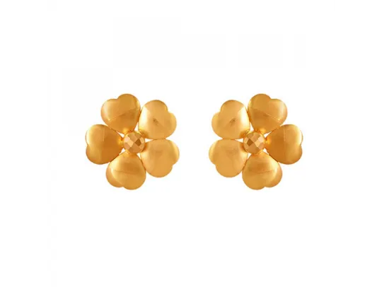 Minimal Style 22k Gold Jewellery Set With Charming Flower Design