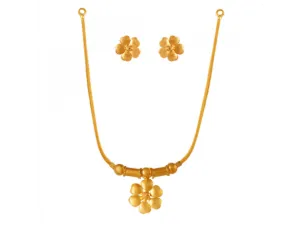 Minimal Style 22k Gold Jewellery Set With Charming Flower Design