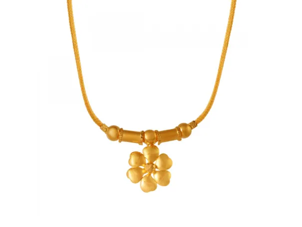 Minimal Style 22k Gold Jewellery Set With Charming Flower Design