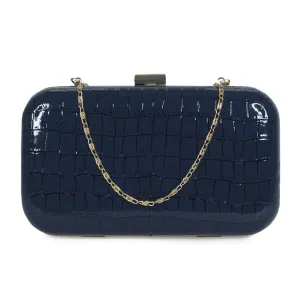 Modern Myth Oxford Blue Faux Croco Skin Party Clutch for Women