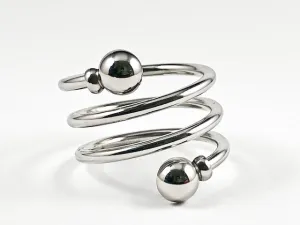 Nice Modern Open Swirl Shape With Round End Caps Shiny Metallic Steel Ring