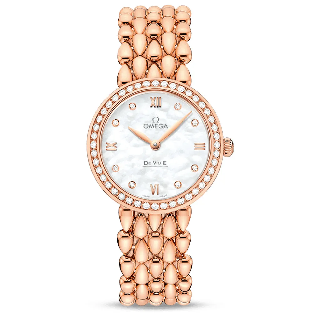 OMEGA De Ville Prestige 27.40mm MOP Dial 18ct Rose Gold Ladies Quartz Watch 42455276055004