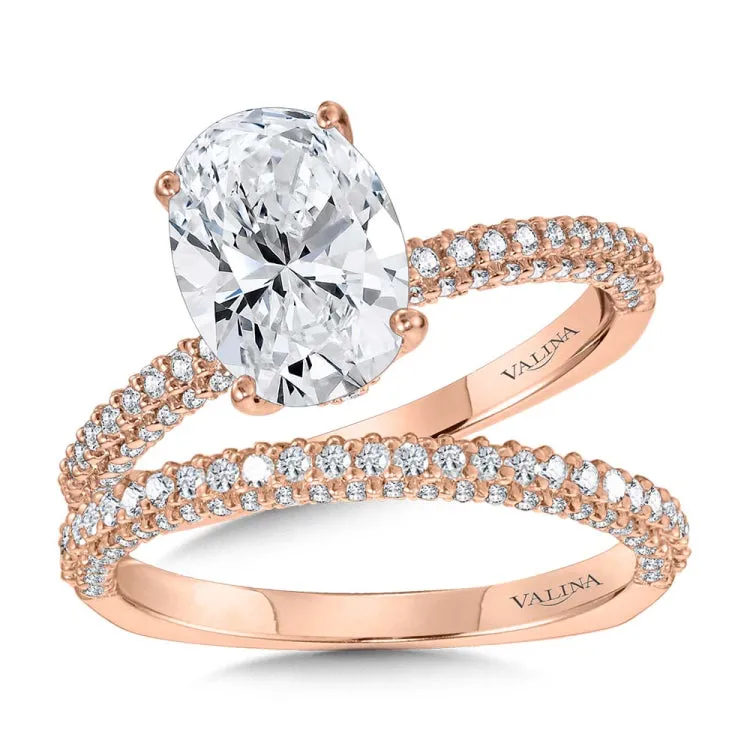 Oval-Cut, Three-Row Pave-Illusion & Hidden Halo Diamond Engagement Ring