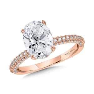 Oval-Cut, Three-Row Pave-Illusion & Hidden Halo Diamond Engagement Ring