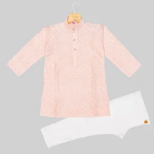 Peach Embroidered Boys Kurta Pajama