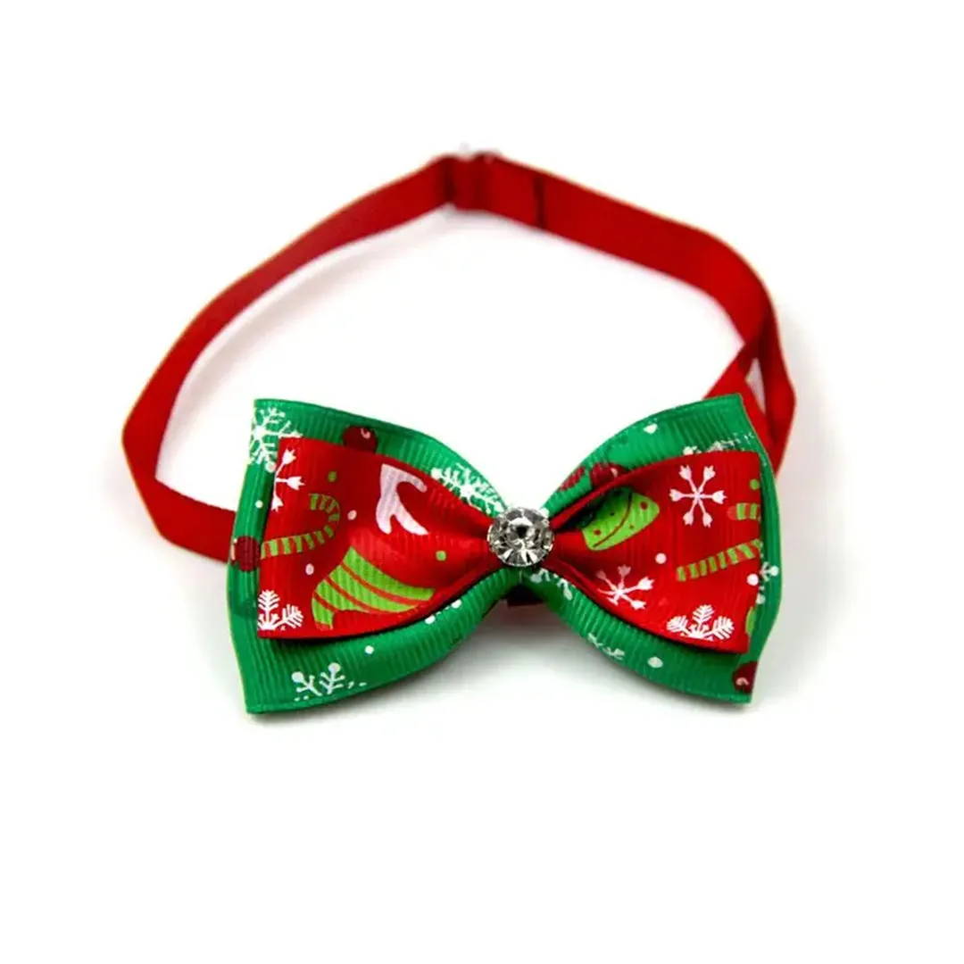 PetAffairs Adjustable Bow Tie Neck Strap Christmas Pet Collar