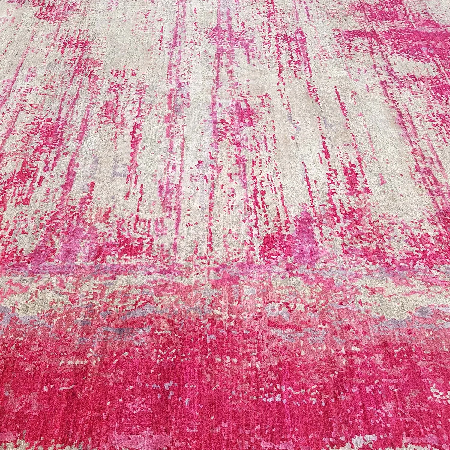 Pink Modern Wool Silk Blend Rug - 8'11" x 11'8"