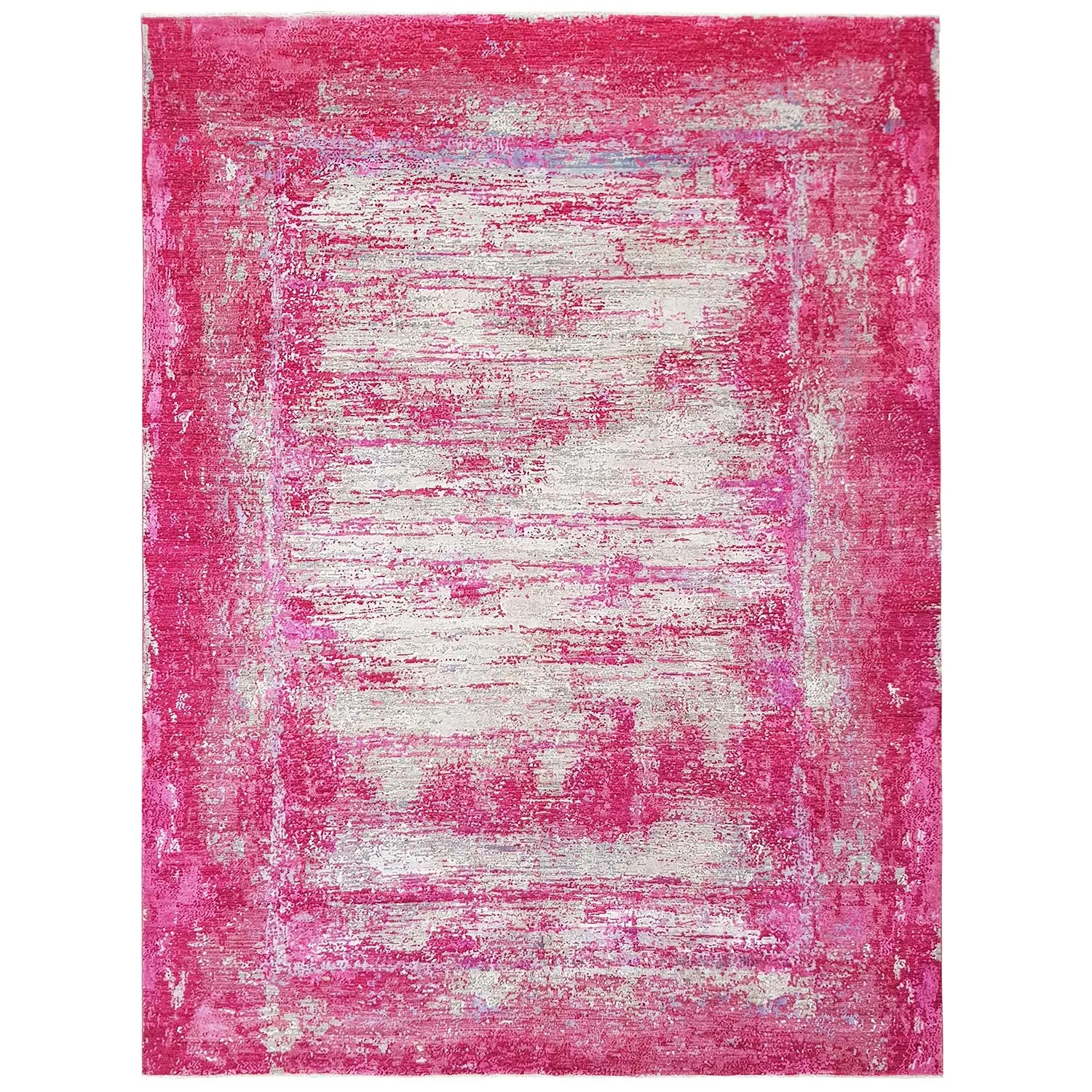 Pink Modern Wool Silk Blend Rug - 8'11" x 11'8"