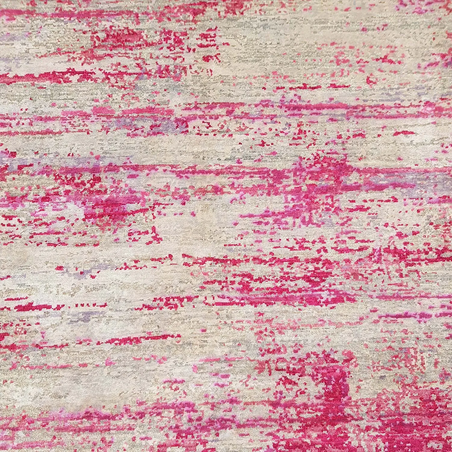 Pink Modern Wool Silk Blend Rug - 8'11" x 11'8"