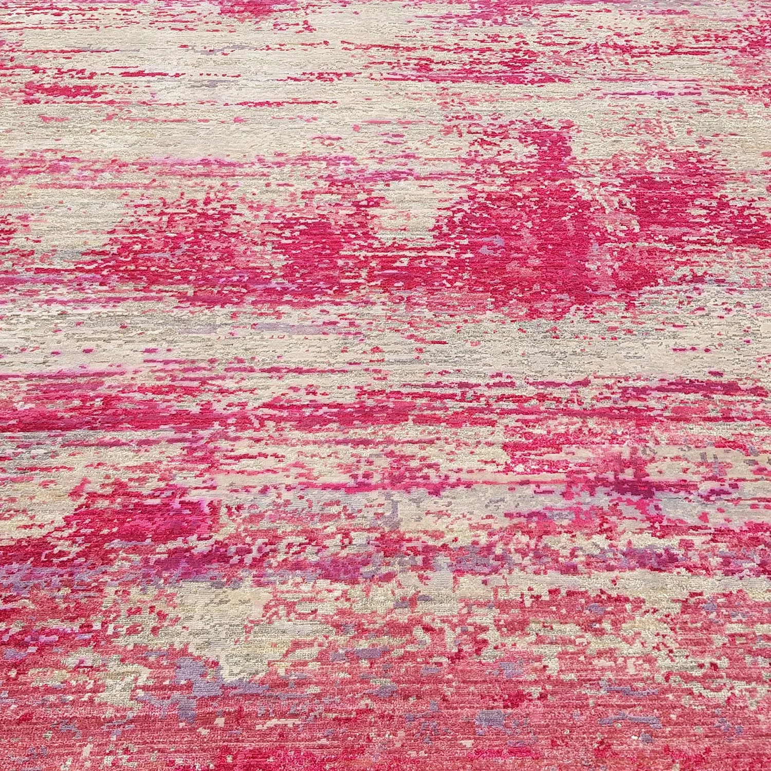 Pink Modern Wool Silk Blend Rug - 8'11" x 11'8"