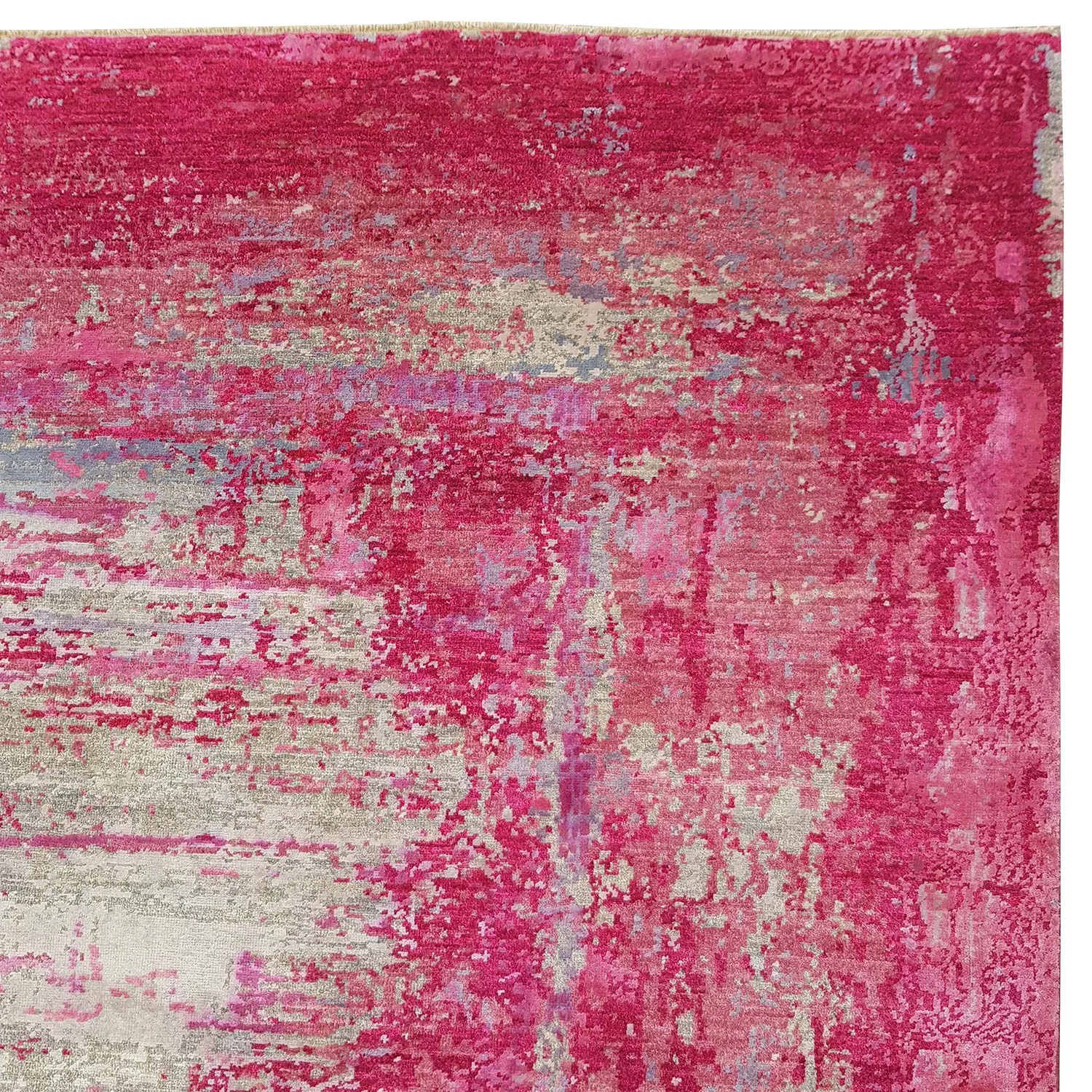 Pink Modern Wool Silk Blend Rug - 8'11" x 11'8"