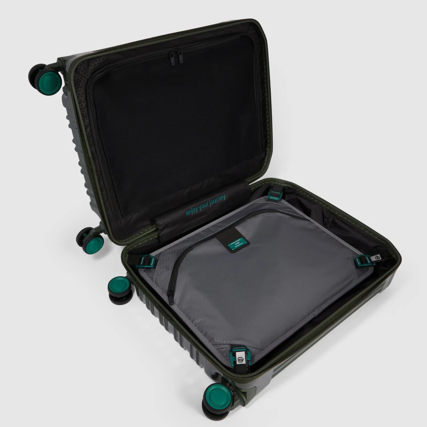 Piquadro Pq-Light Ultra Slim Spinner In Polycarbonate Green