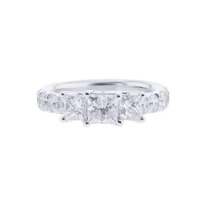 Princess Cut Three Stone Love Story Diamond Ready for Love Engagement Ring