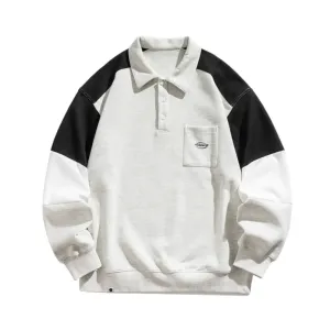 "Japanese Splicing Simple Polo" Sweatshirt