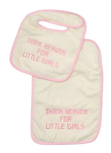 "Thank Heaven" Embroidered Bib & Burp Cloth